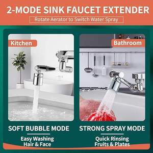 Robinet d'extension pivotant moderne 1080° à 2 modes, bras robotique universel rotatif à 360° pour cuisine, salle de bain, douche, évier, avec aérateur - Product Image 4