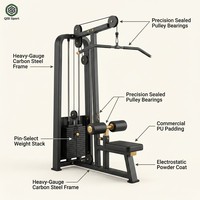 Appareil de musculation à charges sélectionnables, machine à poulies professionnelle, série complète : Lat Pulldown, Leg Press, Chest Press, finition mate