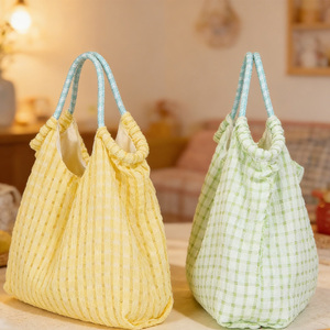 Bolso Tote de Algodón a Cuadros Personalizado de Gran Capacidad para Uso Diario, Venta al por Mayor - Product Image 6