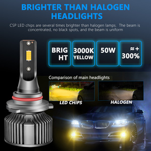 Ampoules de phares antibrouillard <span class=keywords><strong>LED</strong></span> CSP 3570 jaune doré 3000K |   Phares <span class=keywords><strong>LED</strong></span> 12V 50W H11 H3 9006 880 PSX26W à allumage instantané pour voitures - Product Image 3