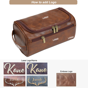 Beauty Case da Viaggio in Pelle PU Premium Incisionabile, Regalo per Uomo, Organizer da Viaggio Appendibile, Kit da Toilette Maschile - Product Image 5