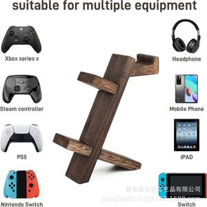 Wooden game <b>controller</b> <b>holder</b>, home game <b>controller</b> rack, solid wood headphone storage rack - Product Image 4