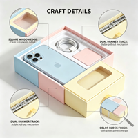 Boîte cadeau en papier avec tiroir couleur macaron personnalisée pour emballage de téléphone portable