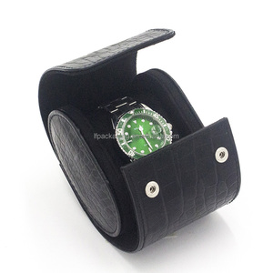 Cao Cấp Hộp Đồng Hồ Trường Hợp Đen PU Da Vải Mô Hình 1 Khe Cắm Người Đàn Ông Đồng Hồ Trường Hợp Cuộn - Product Image 1