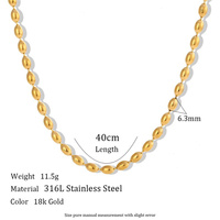 Acier inoxydable Ellipse Perles Chaînes Colliers pour Femmes Quotidien Dames Étanche 18K PVD Cou Accessoires Mode Femme Bijoux