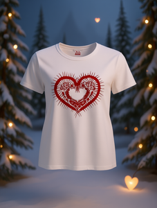 T-Shirt da Donna per San Valentino, Manica Corta, Collo Tondo, Stampa Cuore e Animali, Top Casual alla Moda, 100% Cotone Jersey, Stile Invernale - Product Image 2