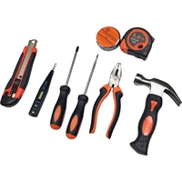 Ensemble d'outils ménagers généraux de 9 pièces, trousse à outils domestique avec boîte à outils en plastique pour le bricolage, l'entretien, parfait pour les étudiants et les propriétaires de maisons -01