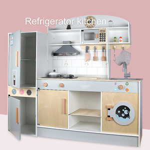 Jouets de cuisine, jeux de simulation pour enfants, série de cuisine DIY, ensemble de cuisine <span class=keywords><strong>en</strong></span> <span class=keywords><strong>bois</strong></span> avec réfrigérateur - Product Image 3