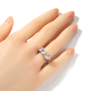 <span class=keywords><strong>Bague</strong></span> d'ornement en CZ taille émeraude UWIN Deux formes de pierres rectangulaires en forme de goutte de larme <span class=keywords><strong>Bague</strong></span> réglable de taille unique pour <span class=keywords><strong>femme</strong></span> - Product Image 3