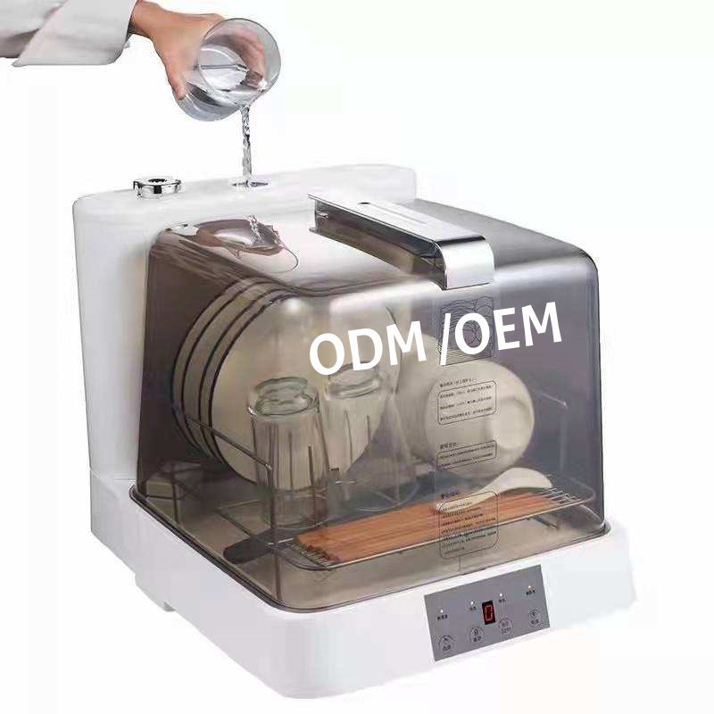800W High Temperature Disinfection Electric Automatic Desk Dishwashers Water Tank Plastic Mini Dishwasher for Hotels