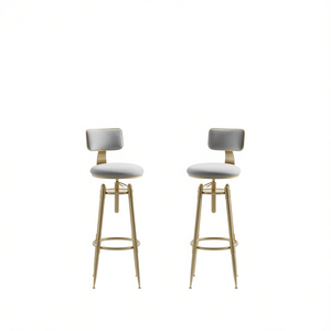 Tabourets de bar modernes en velours blanc avec structure métallique pivotante pour mobilier de bar - Product Image 1
