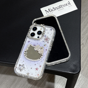 Funda Transparente Estilo Gato para <span class=keywords><strong>iPhone</strong></span> 17 Pro Max, Carcasa Protectora Delgada y Rígida con Parachoques de TPU y Recortes Precisos con Espejo Retrovisor - Product Image 2