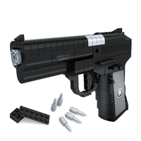 Pistola de Juguete QSZ92 de Alta Simulación, Bloques de Construcción Militares, Pistola de Mano Semiautomática Artificial, Set de Juguete con 327 Piezas de Ladrillos
