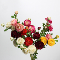 Haute qualité 3 têtes vraie touche artificielle soie renoncule fleur pour noël décor à la maison mariage vacances saint valentin pâques