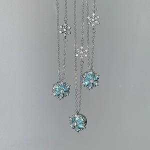 S925 Pure Silver Winter Crystal Necklace <b>Snowflake</b> Pearl Tassel Exquisite <b>Light</b> Luxury High-End Long Collarbone Chain High - Product Image 1