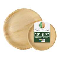 Assiettes rondes en feuilles de palmier naturelles Charity Leaf de 10 et 7 pouces - Fabriquées à la main en Inde rurale - Utilisation jetable pour la restauration/les événements