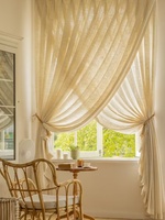 Voilages semi-transparents en lin texturé couleur unie, doux et filtrant la lumière, pour hôtels, appartements, balcons et décoration intérieure