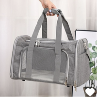 Sac à dos de transport pour animaux de compagnie (chats et chiens) en peluche, pliable, grande capacité, à fond rigide, de forme rectangulaire, pour l'extérieur