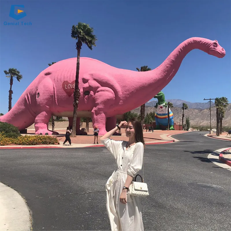 Yüksek kaliteli ce dinozor tema parkı 3d animatronic dinozor modeli çekici pembe dinozor