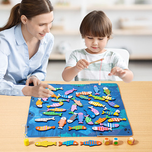 Jeu de pêche heureux <span class=keywords><strong>Puzzle</strong></span> pour enfants Pensée Formation Jouet en bois Parent-enfant Compétition interactive Match Jouet de pêche - Product Image 2