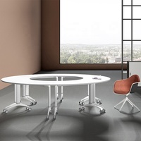 Table mobile multifonctionnelle moderne avec roulettes, pliable et portable, bureau de conférence, assemblage facile