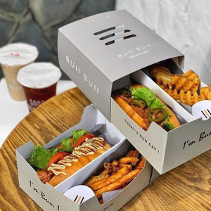 Caja de papel de cartón mate <span class=keywords><strong>para</strong></span> embalaje de comida rápida desechable de lujo <span class=keywords><strong>para</strong></span> restaurantes <span class=keywords><strong>para</strong></span> llevar perros calientes Pasta patatas fritas Sushi - Product Image 1