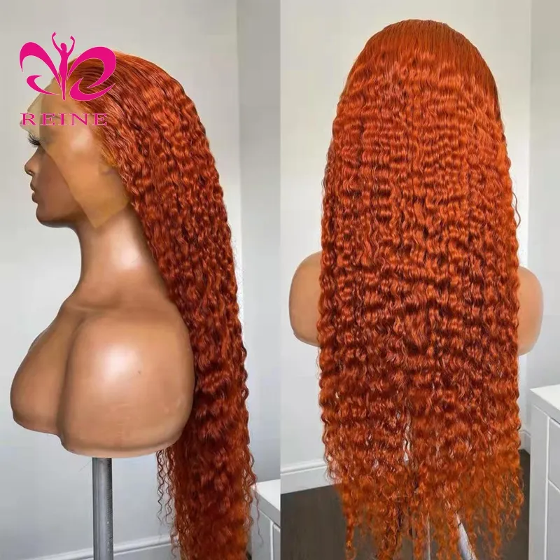 13x4 Lace Front Wig Ginger Orange Color Human Hair Wigs Deep Wave Wigs For Women Human Hair Brazilian Remy Hair