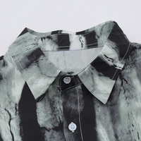 Benutzer definierte Brusttasche runden Boden Langarm Allover volle Tinte Malerei Druck Button-up Herren hemden