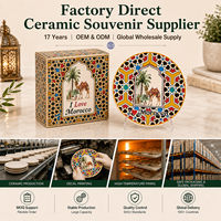 Sous-verre en céramique souvenir touristique du Maroc, style vintage marocain, rond, personnalisé, sur mesure, ODM, vente en gros