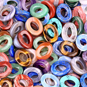 18X23mm cristal Natural <span class=keywords><strong>Q</strong></span> círculo en forma de botón hueco ovalado ornamento para DIY colgante collar fabricación de joyas amatista ágata ópalo - Product Image 6