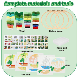 Nuevo <span class=keywords><strong>kit</strong></span> de fieltro de lana redondo de <span class=keywords><strong>Amazon</strong></span>, un juego de aros de <span class=keywords><strong>bordado</strong></span> de plantas DIY de China, incluye manual de instrucciones en inglés - Product Image 2