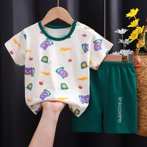 Costume à manches courtes pour enfants été coton garçon vêtements en gros nouveau t-shirt fille été bébé vêtements pour enfants - Product Image 1