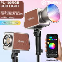 TOLIFO Portable 100W RGB PL-100RGB Mini Lampe Vidéo LED COB avec Batterie Intégrée pour Créateur de Contenu Vlogger Studio Photo