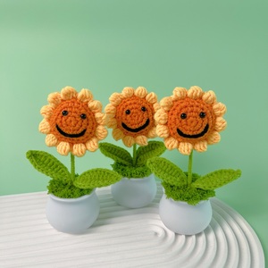 Pot de fleurs moderne fait main en crochet, mignon, coloré, petit, en laine tressée, idéal comme cadeau personnalisé - Product Image 5