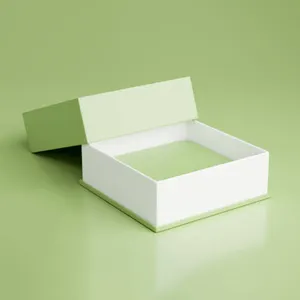 草绿色盖子环保优质哑光层压纸板盒带盖两件盒