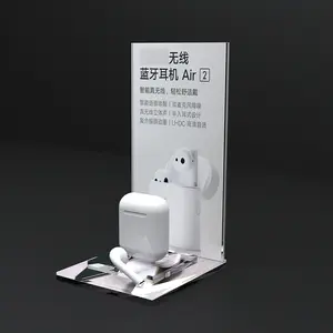 OEM Manufacturer Offer Magnetic Advertisement Paper Changeable TWS Earphone Clear Acrylic Display Stand