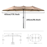 Grand parasol d'extérieur moderne imperméable en polyester avec base en acier pour cour, jardin, villa, toit-terrasse, penthouse, petite cour