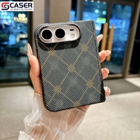Étui magnétique intégré en fibre de carbone premium avec cadre avant et protection complète des charnières, coque anti-chute pour iPhone Duo