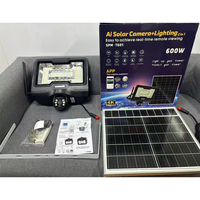 Projecteur solaire LED extérieur étanche OMSEN, lumière d'inondation réglable, détection de mouvement avec caméra CCTV, Wifi 4G Internet