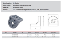 Minde – Support d'angle en L en alliage d'aluminium série 30 à 90 degrés pour assemblage de châssis de machine CNC – Vente en gros