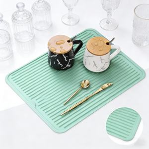 แผ่นรองจานซิลิโคนทนความร้อน อุปกรณ์ครัว แผ่นรองน้ำหยดสำหรับเคาน์เตอร์ครัว แผ่นรองจานแห้งทนทาน - Product Image 2