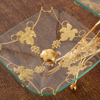Assiette de fruits en verre trempé vintage européen, ensemble de desserts de luxe léger pour la maison, assiette décorative