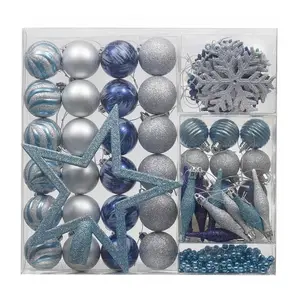 Eaglepresentes 30-160mm 60 peças, fantasia azul e prata, natal, gelados, ornamentos