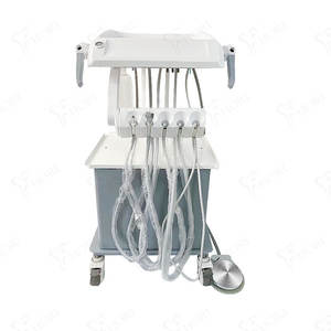 รถเข็นทันตกรรมเคลื่อนที่แบบ OEM พร้อมปั๊มลม โต๊ะทำงานไฟฟ้าแบบพกพาสำหรับอุปกรณ์ทำความสะอาดและอุดฟัน - Product Image 4