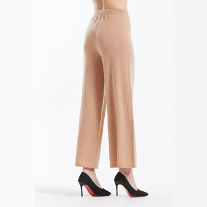 Pantalon court en cachemire pour femme, taille haute, tricoté, coupe large, couleur unie, décontracté, ample, élastique, toutes saisons - Product Image 2