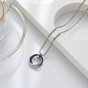 Collar de anillo de Metal para hombre y mujer, collar de aleación de acero, joyería de piedras - Product Image 2