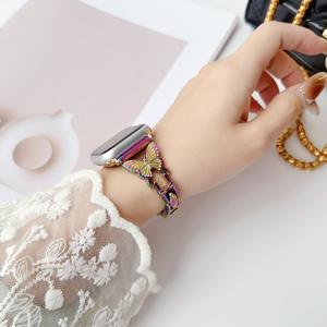 Bracelets de montre en alliage papillon pour montre 10/9/<span class=keywords><strong>8</strong></span>/7 IWatch 40/42/44/45 mm, design bracelet, boucle à pression, impression couleur intégrale - Product Image 3