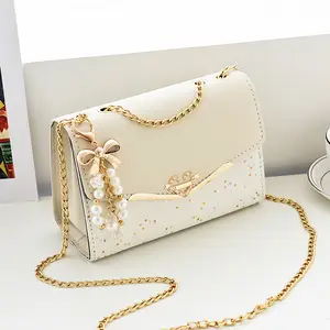 E2875 Crossbody Shoulder Square Bag for Women Glittering Stars Purse PU Leather Handbag Satchels Tote Bag with Metal Chain Strap