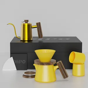 DHPO Travel Coffee Brewing Equipment Kit Portable Pour Over Coffee Distribution Tool Set di tazze da caffè tazza da Cappuccino in ceramica