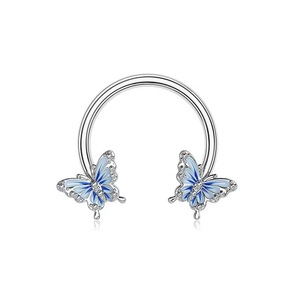 Joyería para Piercing Corporal con Diseño de Mariposa |   Piercings de Esmalte y Diamantes de Imitación |   Piercings para ombligo, barbells industriales, para septum y cartílago - Product Image 3
